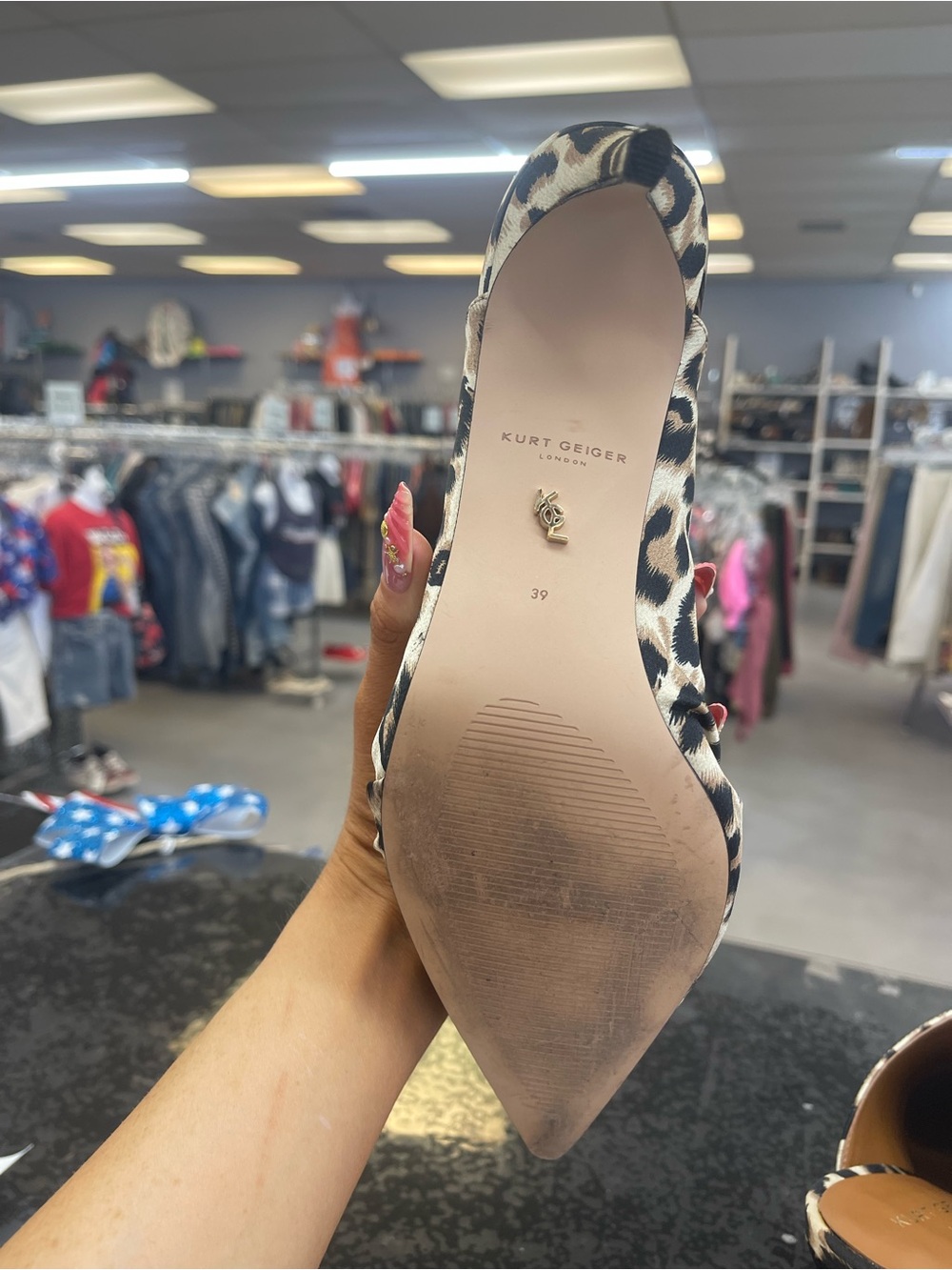 Kurt Geiger Leopard Print Mules with Crystal Eye Accent - Picture 7 of 8